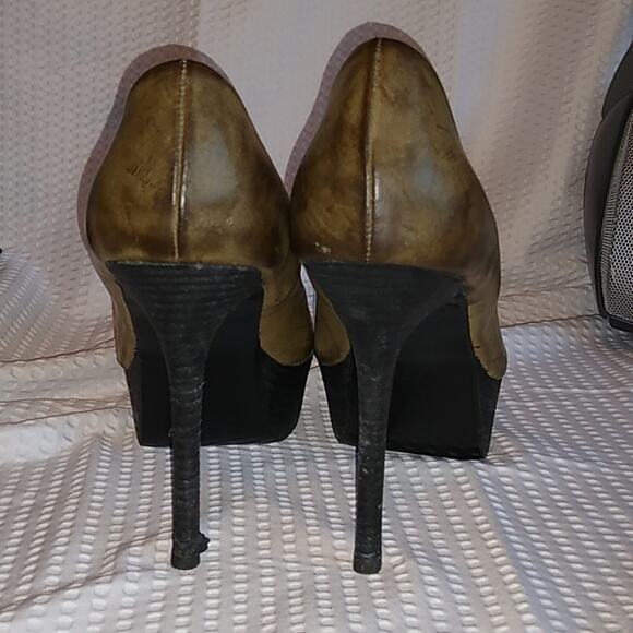 Steve Madden Luxe Brown Peep Toe Platform Stiletto Heels Size 7.5 - Picture 3 of 8